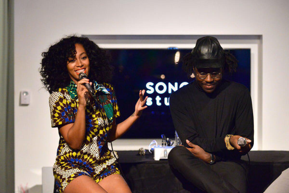Solange Knowles, discussing her EP "True" with producer Dev Hynes, has something new to talk about: her new record label.