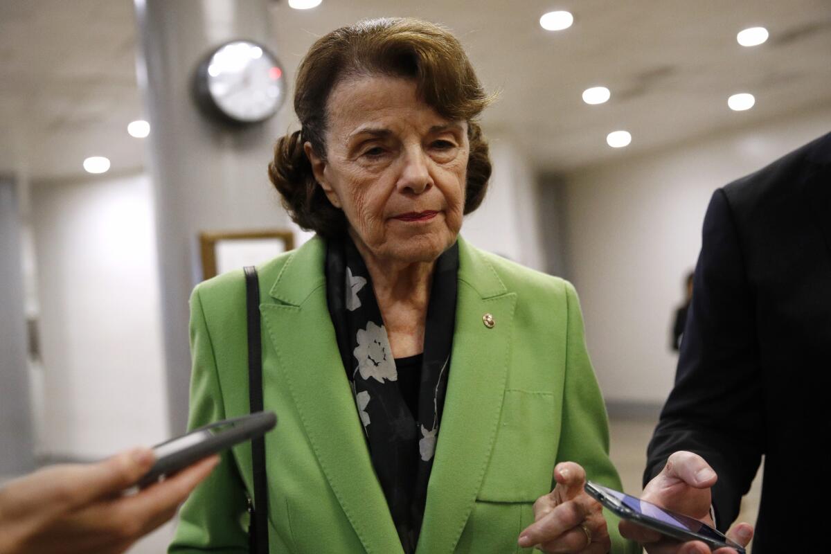 Sen. Dianne Feinstein (D-Calif.) speaks with reporters Oct. 22 on Capitol Hill.