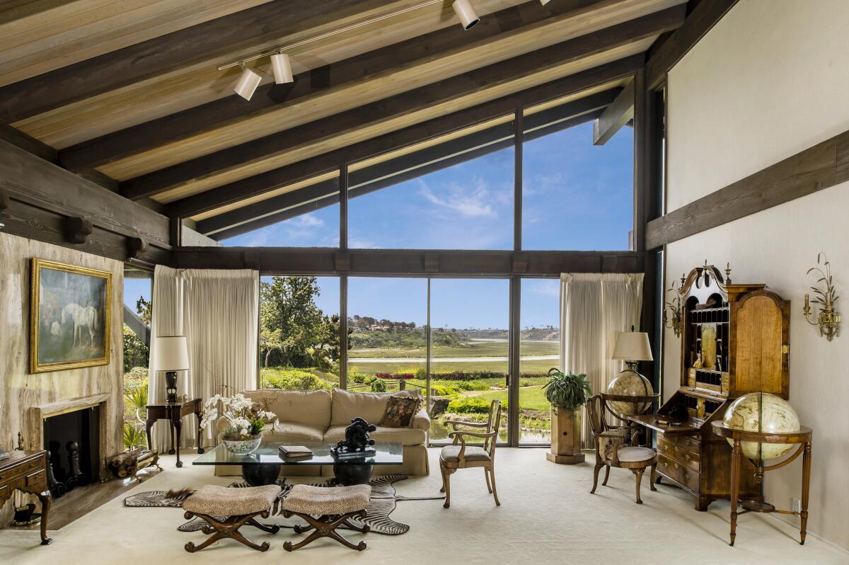 An interior look at a sitting room inside of the estate at 2342 Mesa Drive.
