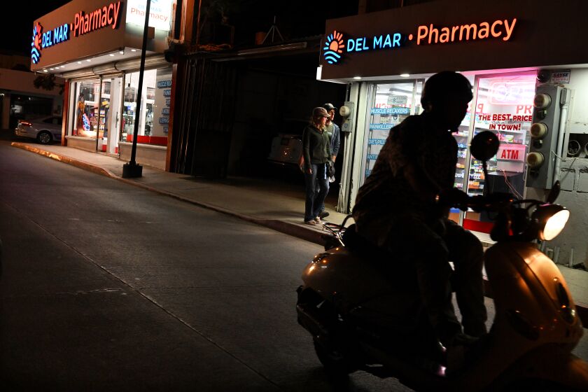 Cabo San Lucas, Mexico January 27, 2023-Pharmacies in Cabo San Lucas are selling counterfeit prescription pills laced with illicit substances and passing the off as legitimate pharmaceuticals. (Wally Skalij/Los Angeles Times)