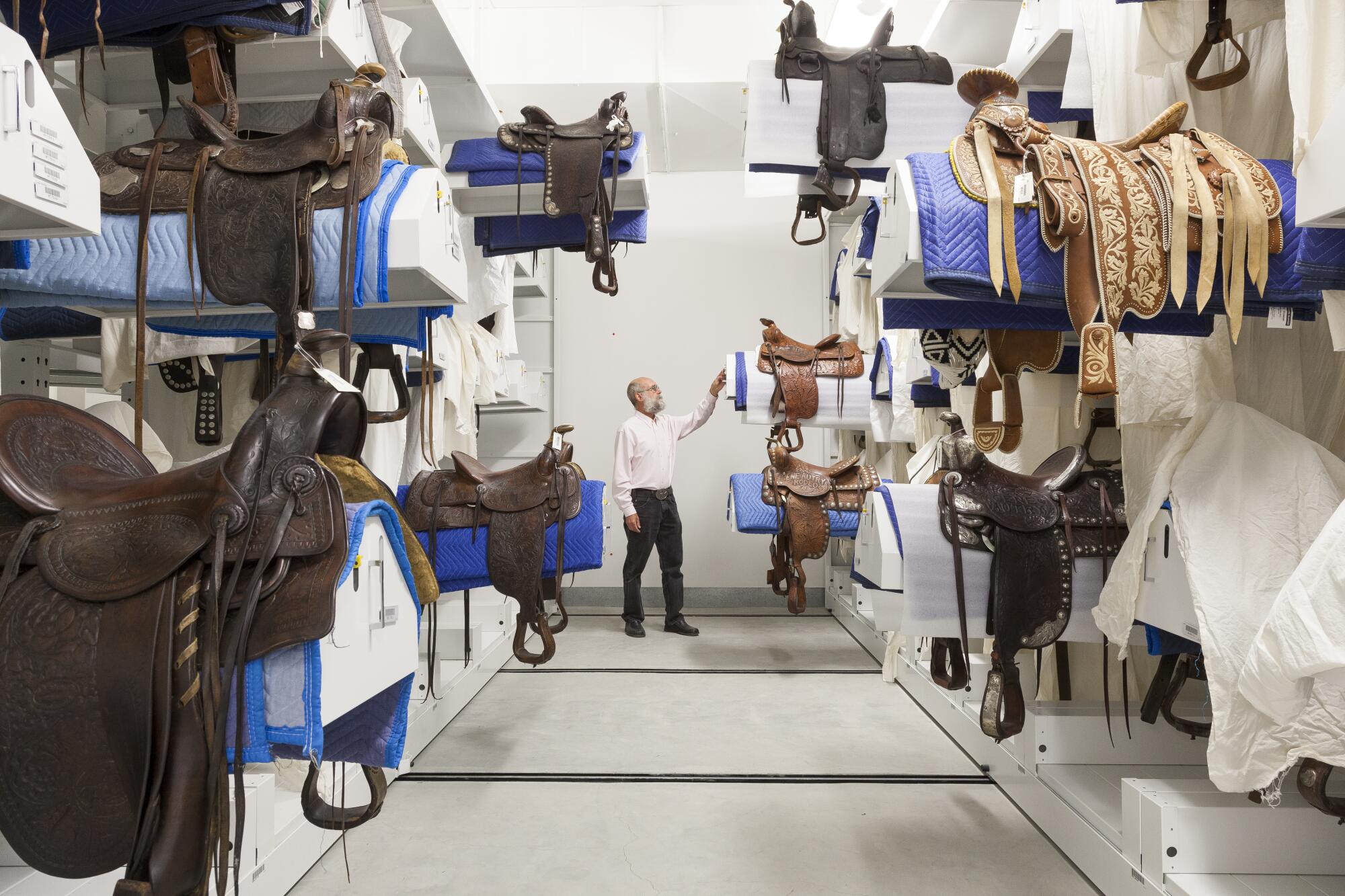 Custom saddle storage at the Autry Museum's new Resources Center. 