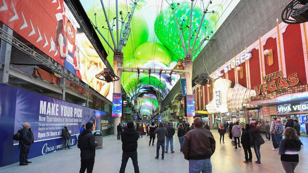 Fremont Street visitors on Thursday got a sneak preview of the new $32 million Viva Vision light show set to make its debut on New Year's Eve.