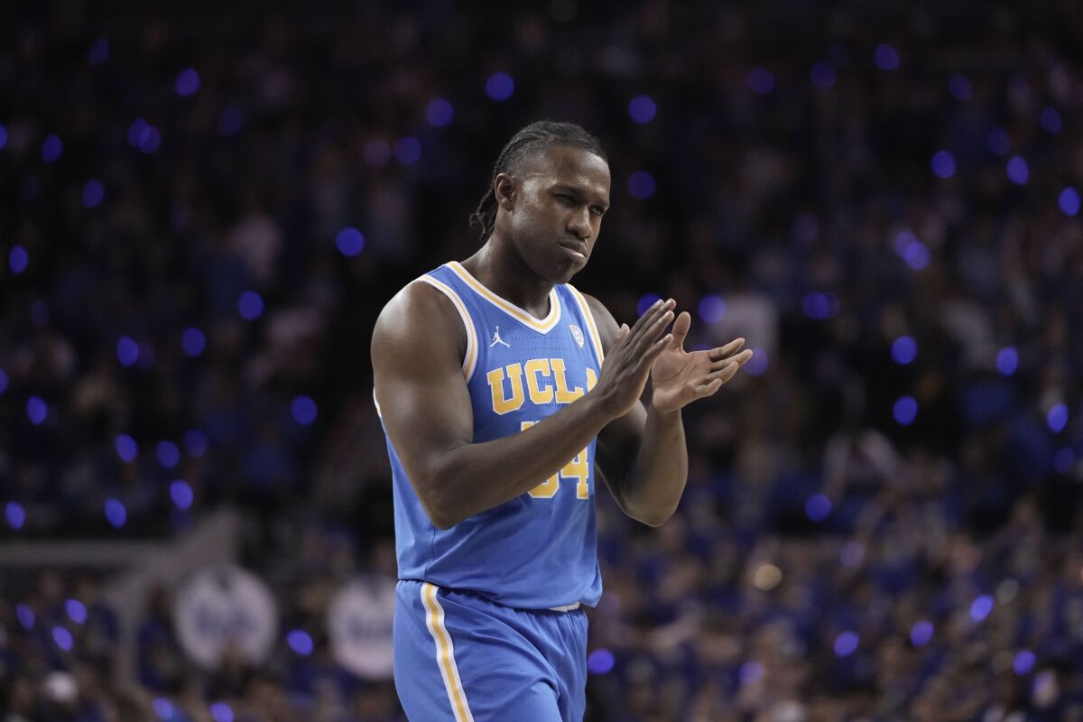 UCLA's David Singleton reacts to a play during the first half.