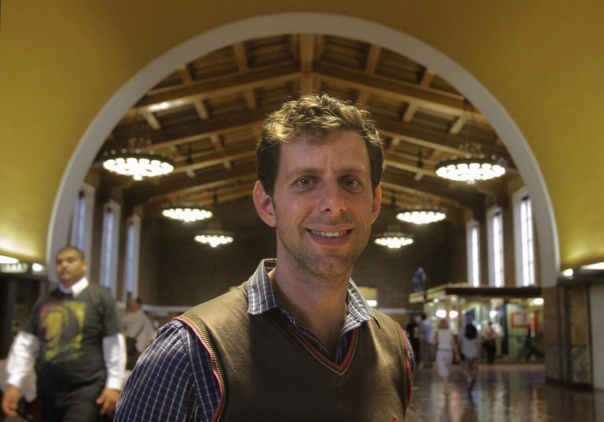 Yuval Sharon is shown at Union Station in downtown Los Angeles in 2013, when his group, the Industry, staged "Invisible Cities." Sharon will be an artist-collaborator for the L.A. Philharmonic.