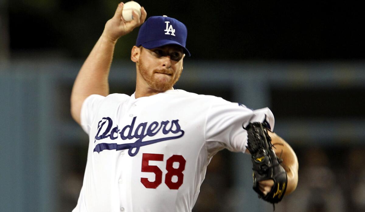 Chad Billingsley, shown during a game in 2012, last pitched for the Dodgers on April 15, 2013.