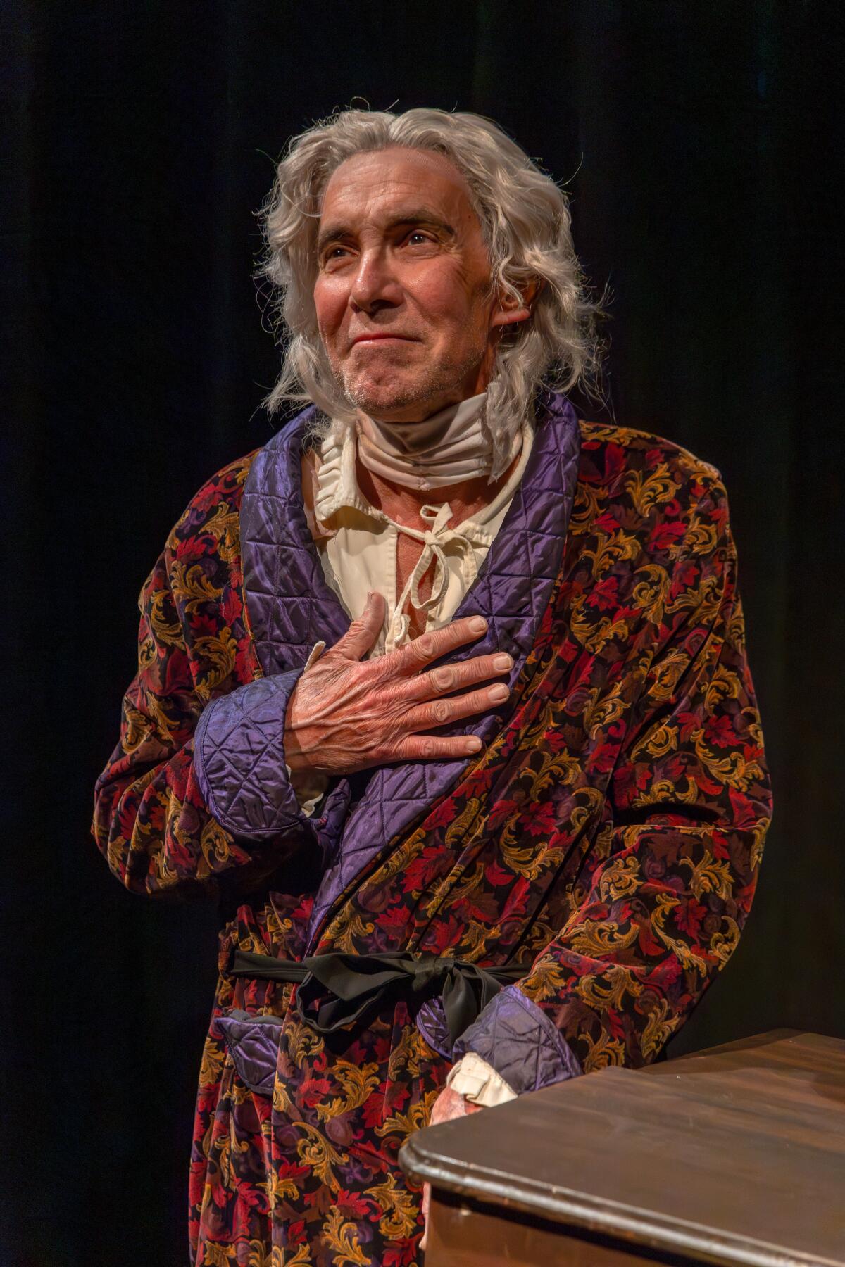 Glenn Freeze portrays plays Antonio Salieri in "Amadeus" at the Maverick Theater in Fullerton.