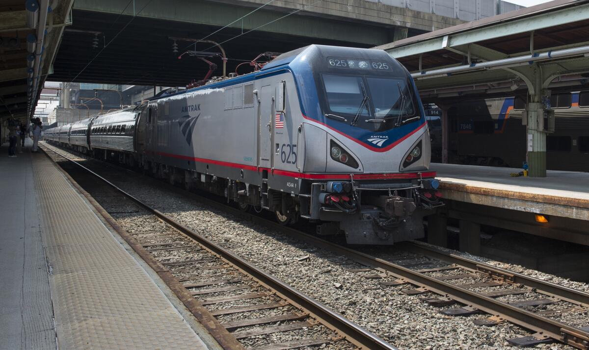 An Amtrak train departs Union Station in Washington on Sept. 3.