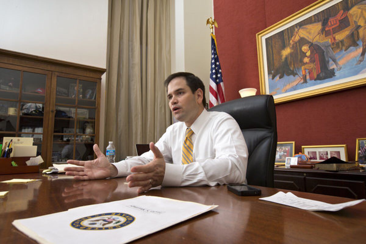 In the current debate over immigration reform, the immigrant story you're most likely to hear is that of the Cuban American senator from Florida, Republican Marco Rubio. Above: Rubio is seen in his Capitol Hill office in Washington on Feb. 7.