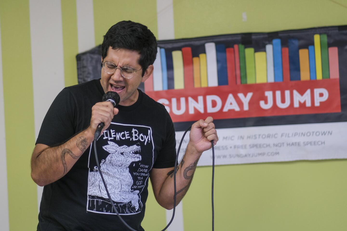Rafael Hernandez, Little Tokyo Service Center's development and event coordinator, was the day's karaoke winner — performing Tevin Campbell's "I2I (Eye to Eye)" from "A Goofy Movie."