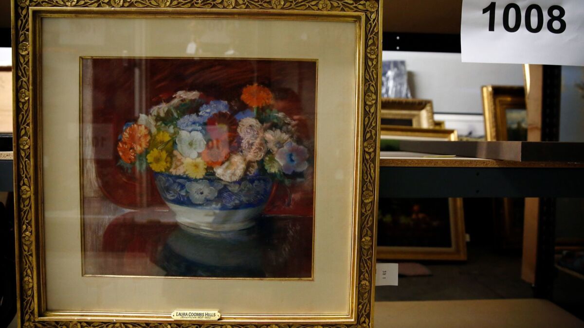 A painting from the collection of Kate Edelman Johnson is photographed at Andrew Jones Auctions.