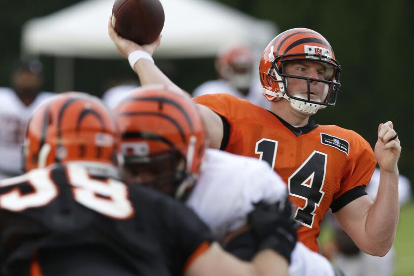Bengals quarterback Andy Dalton takes part in practice Friday in Cincinnati.