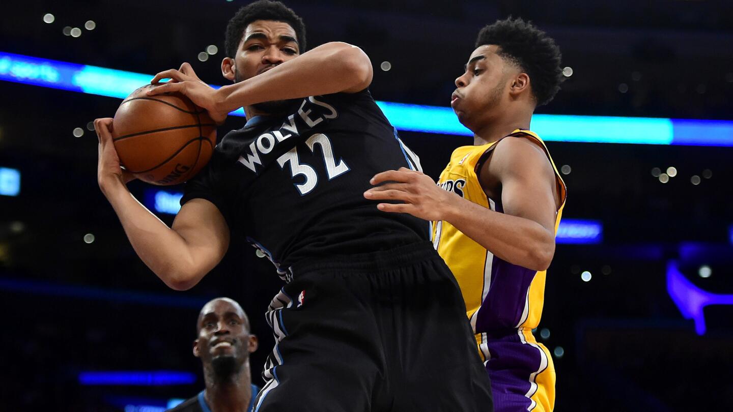 Karl-Anthony Towns and D'Angelo Russell
