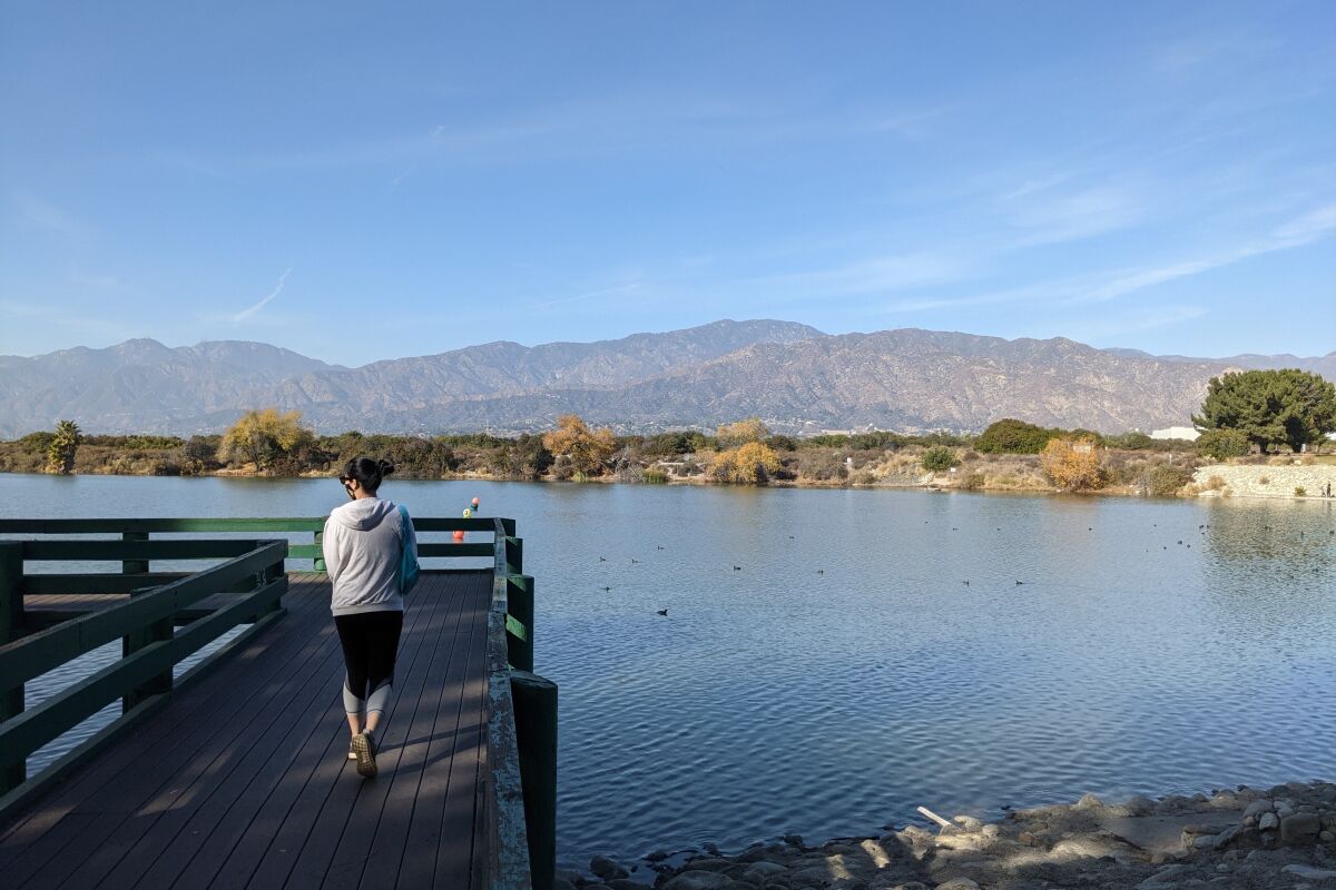 A person at the Santa Fe Dam Recreation Area