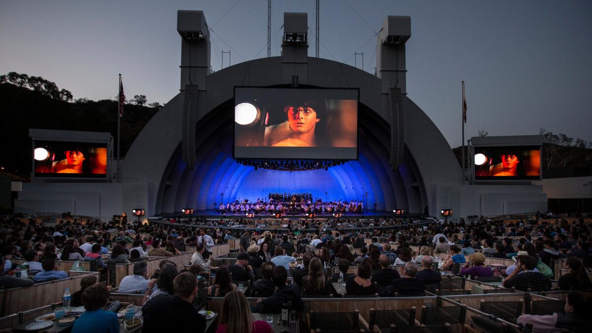 The L.A. Philharmonic performs John Williams' music for "Harry Potter and the Sorceror's Stone" live during screening of the film at the Hollywood Bowl.