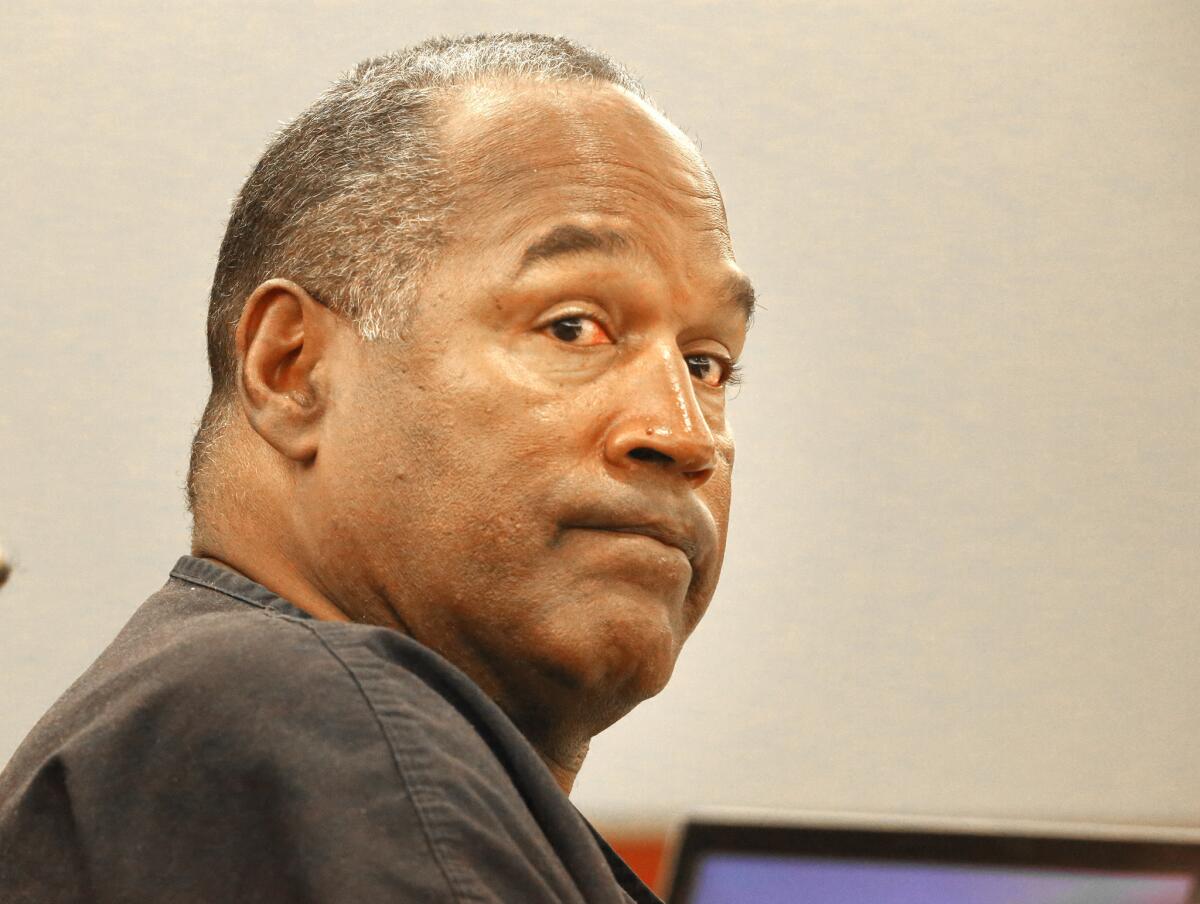 O.J. Simpson listens during an evidentiary hearing in Clark County District Court on Thursday.