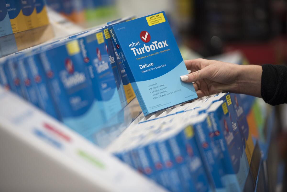 Intuit TurboTax software is displayed at a retailer in Foster City, Calif. 
