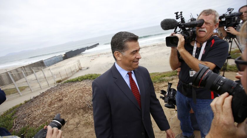 Atty. Gen. Xavier Becerra went to the border near San Diego in September to announce a lawsuit challenging President Trump's border wall proposal.