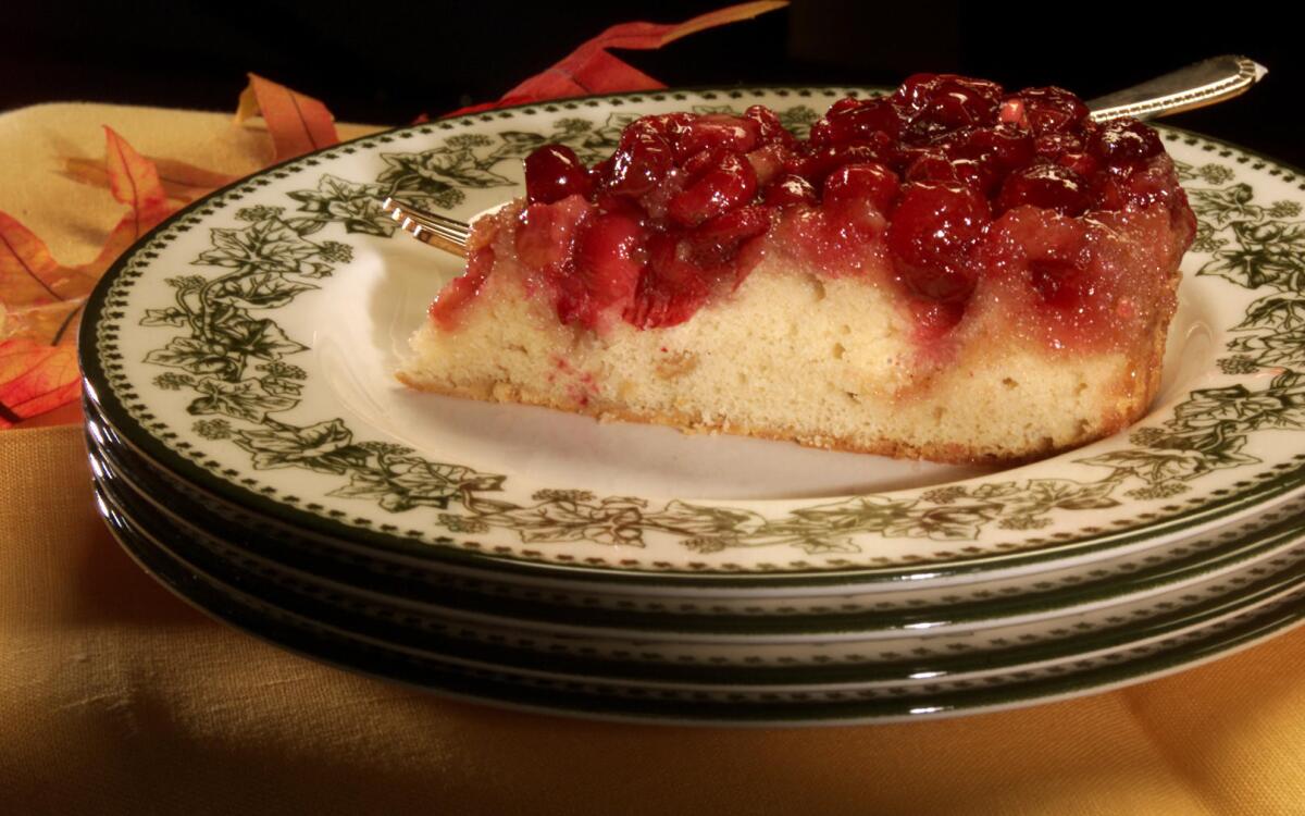 Upside-down cranberry cake