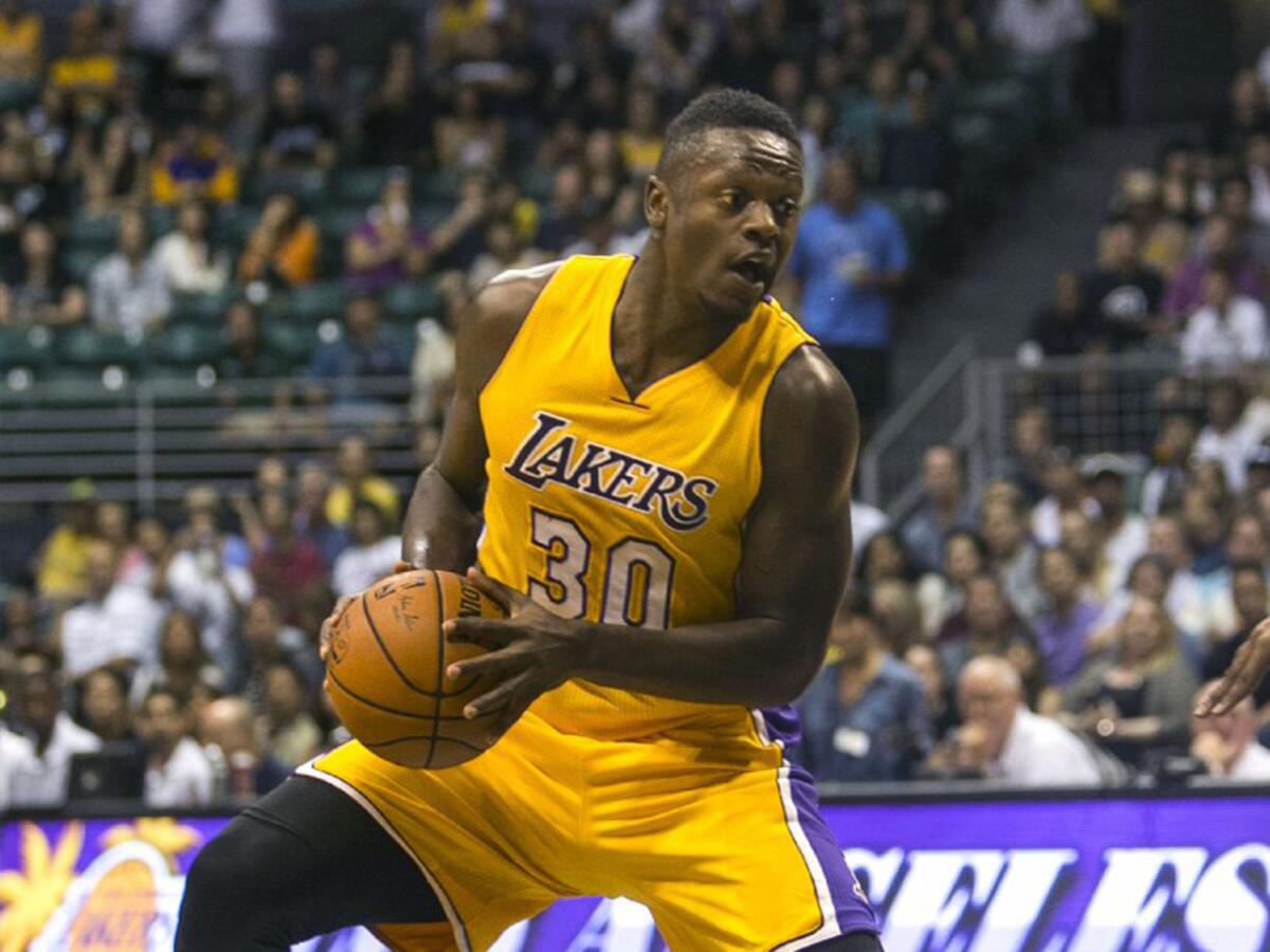 Julius Randle had 17 points with five rebounds in the Lakers' loss to the Toronto Raptors, 105-97, on Thursday in a preseason game.