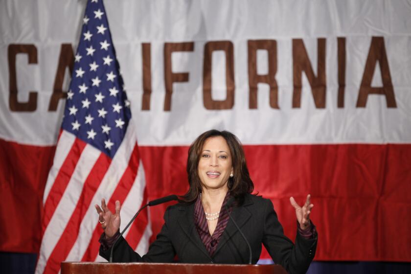 Nov. 30, 2010: Calif. Attorney General Kamala Harris gives her first news conference in Los Angeles.