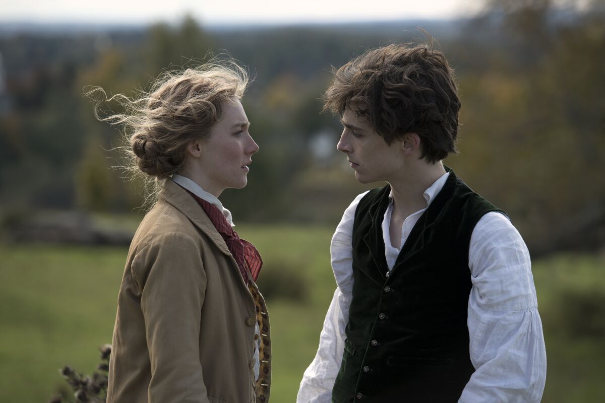 Saoirse Ronan and Timothée Chalamet in Columbia Pictures’ "Little Women."