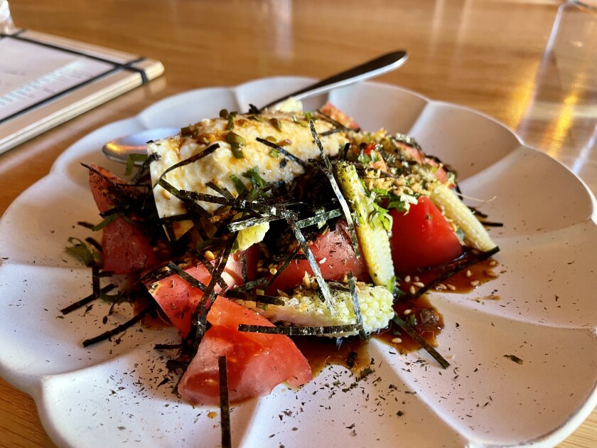 The seasonal tomato salad from Ototo restaurant and sake bar.