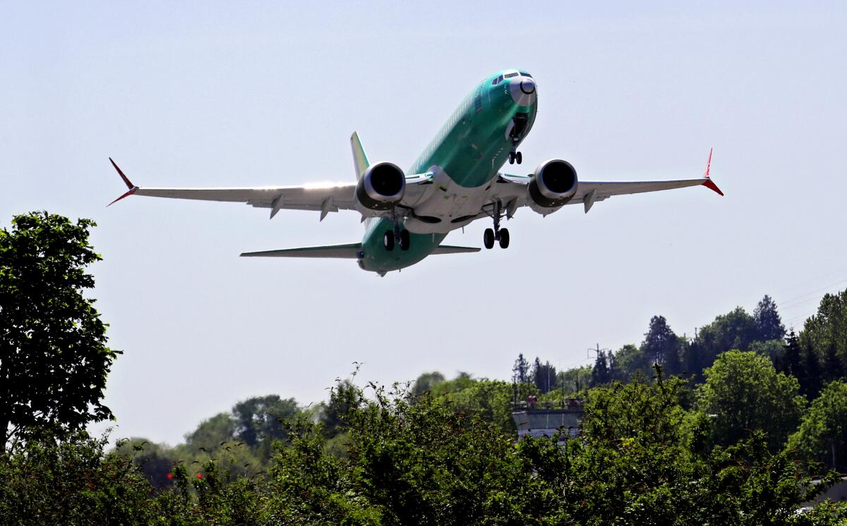 A Boeing 737 Max 8 jetliner takes off in Washington state in a file photo.