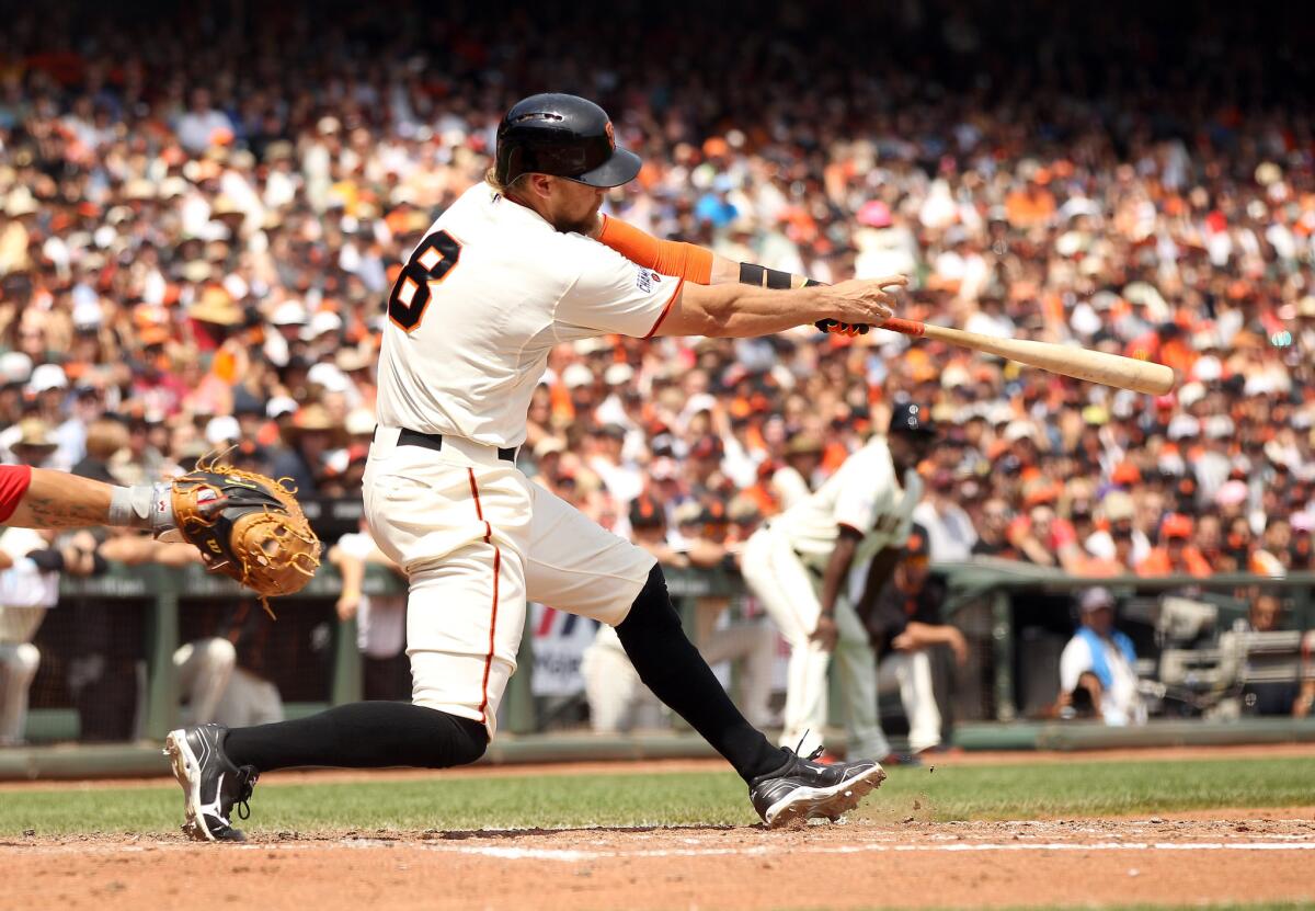 Giants outfielder Hunter Pence is headed to the disabled list.