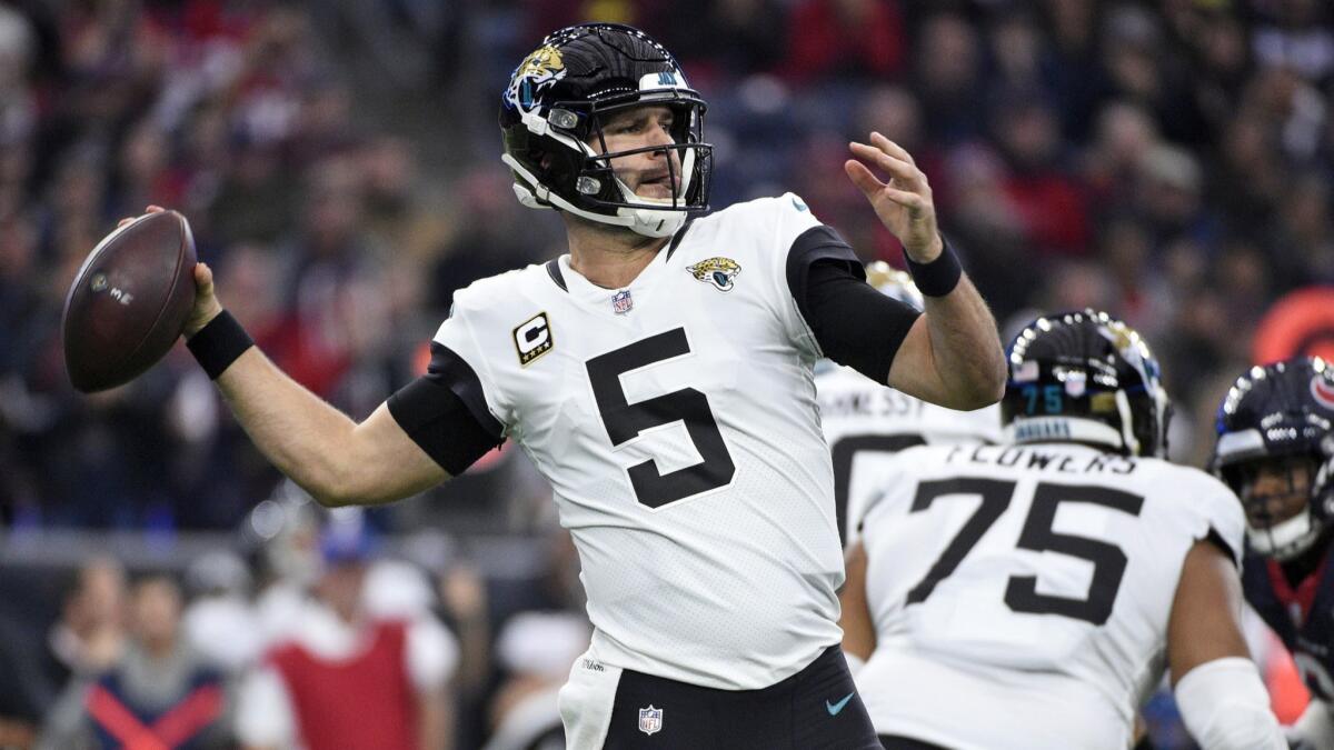 Quarterback Blake Bortles gets ready to pass for the Jaguars against the Texas on Dec. 30.