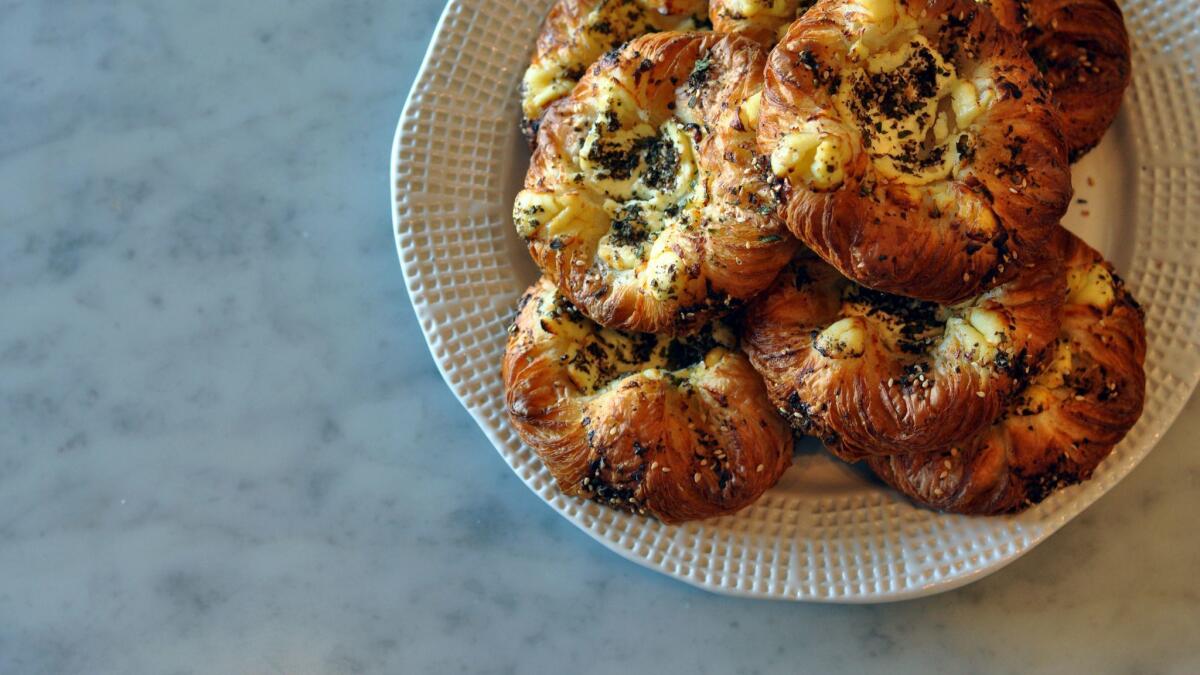 A plate of za'atar croissants at Proof Bakery.