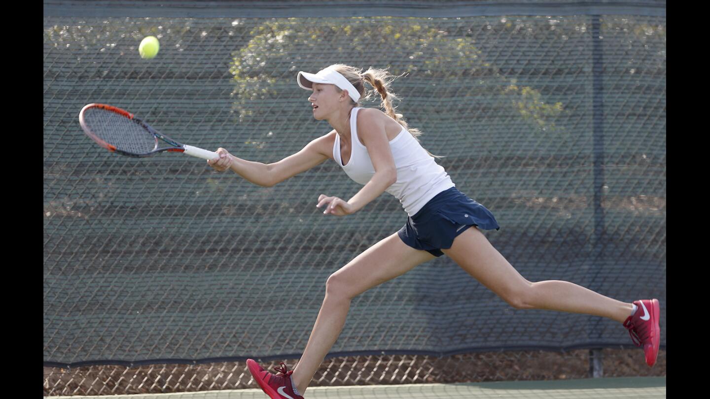 Photo Gallery: Corona del Mar High's Danielle Willson in the CIF Southern Section Individuals girls’ tennis tournament semifinals