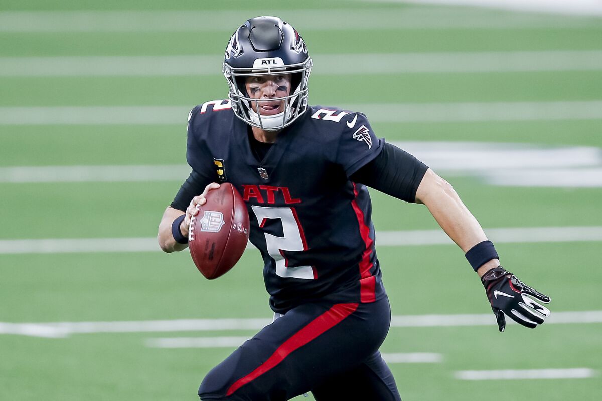 Atlanta Falcons quarterback Matt Ryan looks to pass against the Dallas Cowboys on Sept. 20.