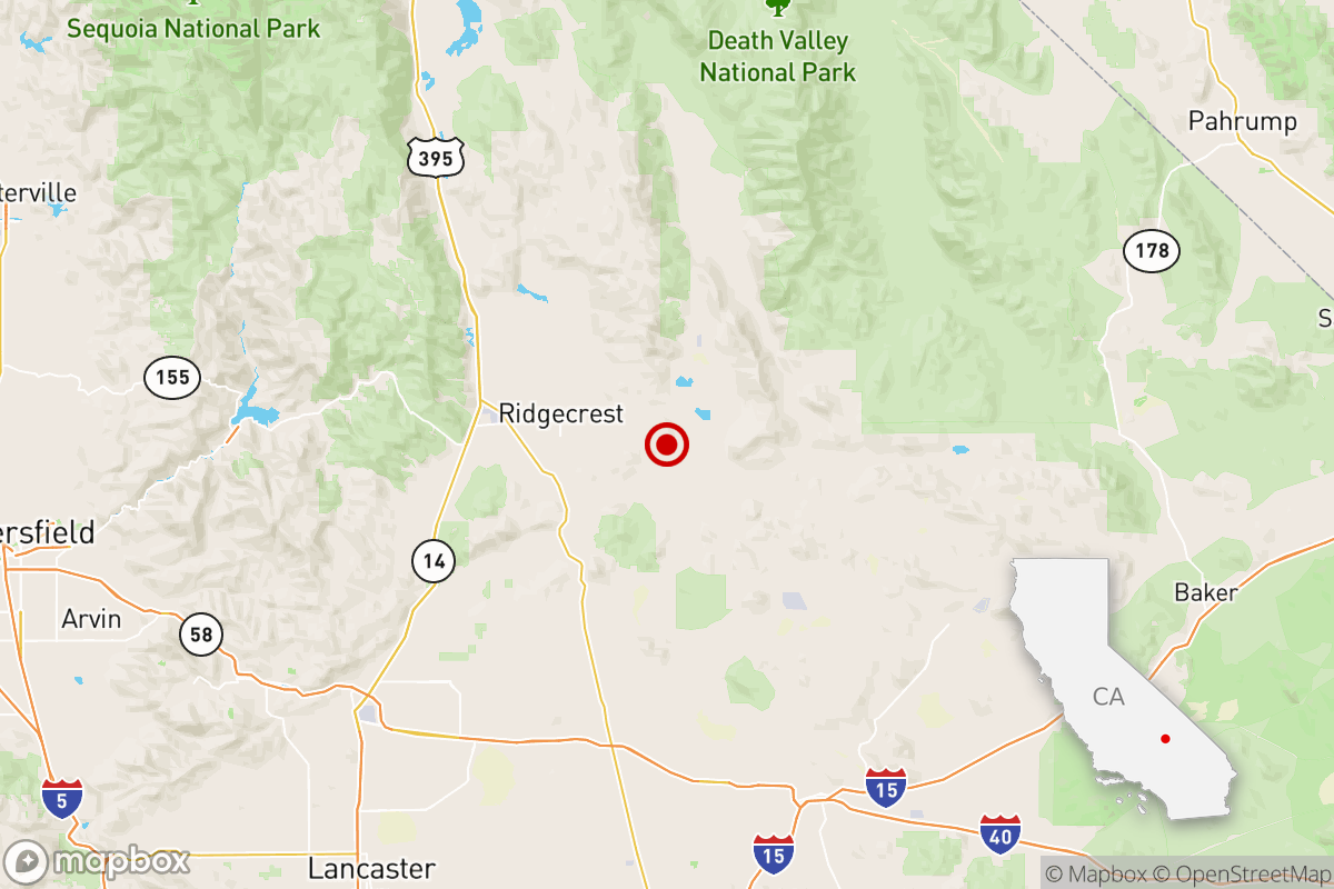 A map shows the location of an earthquake.