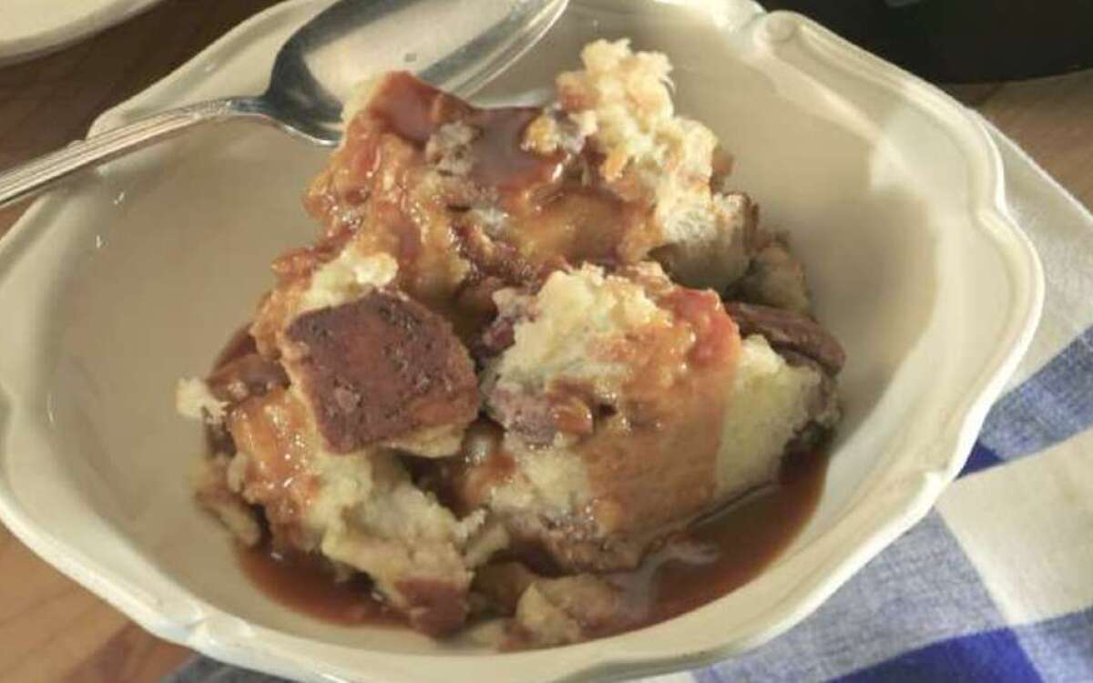 White-chocolate bread pudding with whiskey caramel sauce