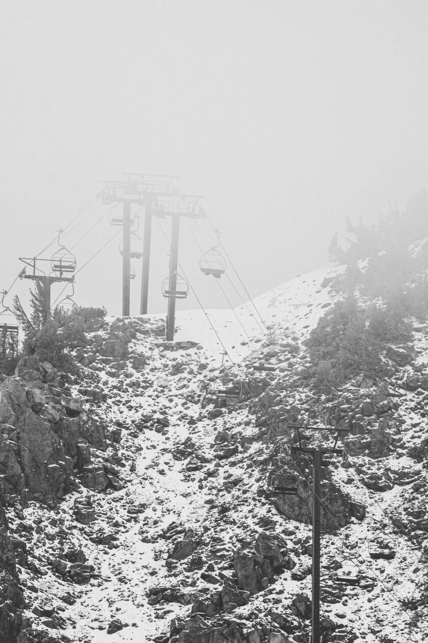 The lifts at Mammoth will open Nov. 9. On Thursday, the mega-mountain received its first snow.