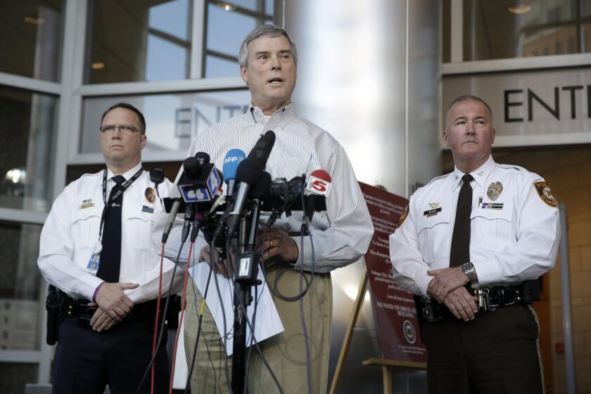 St. Louis County Prosecuting Atty. Robert McCulloch addresses reporters.