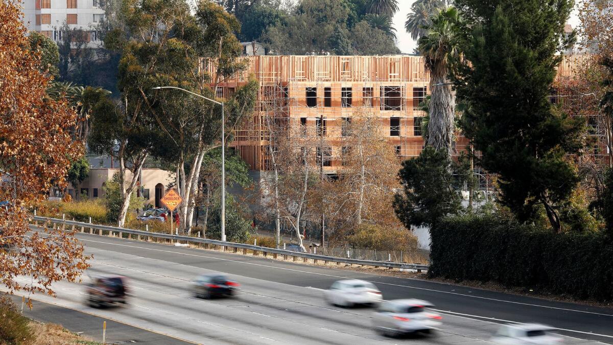 A housing complex under construction near the 101 Freeway in Hollywood.