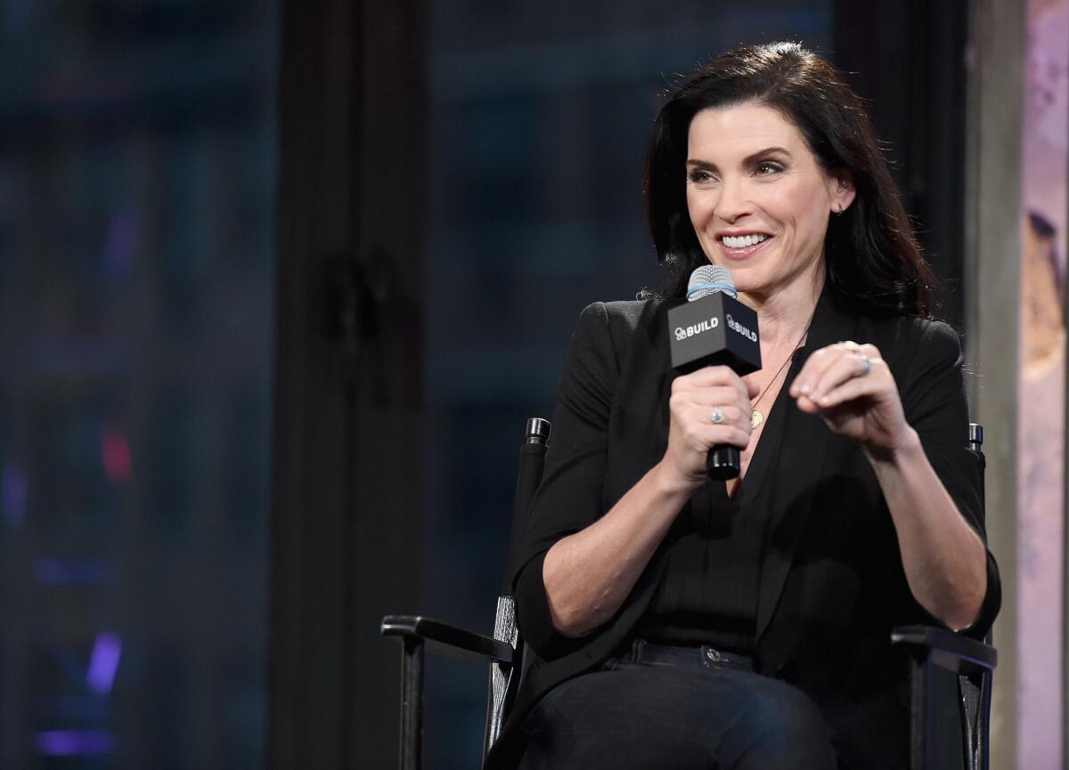 Julianna Margulies is seen at AOL Studios in New York. Margulies recently joked about being out of a job, spurring speculation that her series "The Good Wife" is ending.