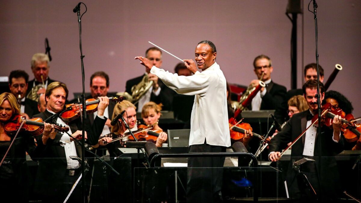 Wilkins at work with the Hollywood Bowl Orchestra in 2013. (Ricardo DeAratanha / Los Angeles Times)