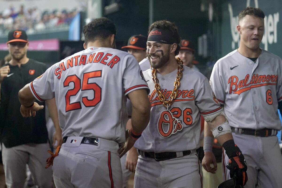 Orioles win 6-3 for 1st-ever season series sweep of Rangers