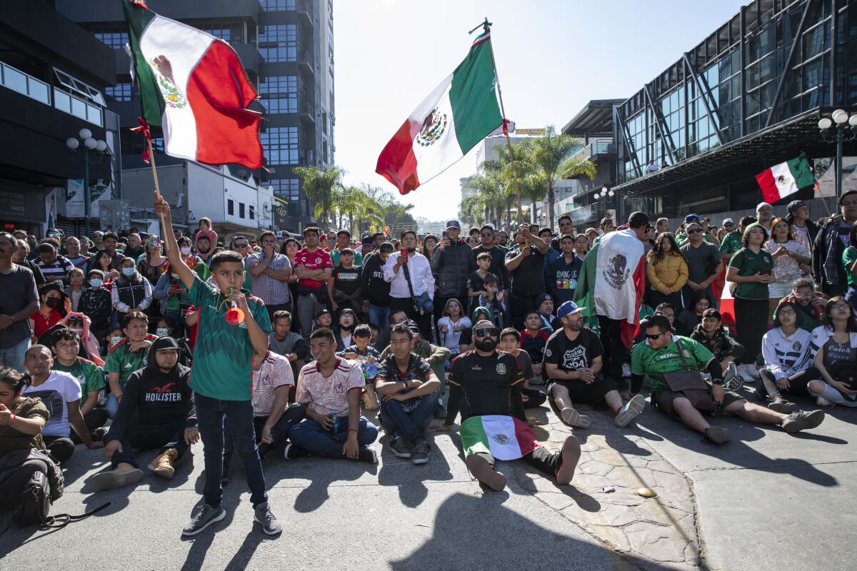  Hundreds of people gathered to watch the World Cup match with Mexico and Argentina in Tijuana on Saturday.
