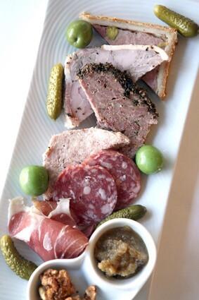 Charcuterie at Le Saint Amour, a new French brasserie in Culver City opened by Florence and Bruno Herve-Commereuc who also own Cafe Angelique downtown.