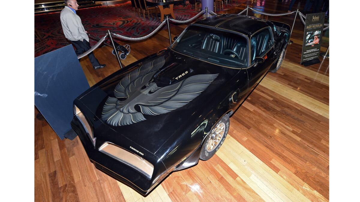 Burt Reynolds' 1977 Pontiac Trans Am -- just like the one from "Smokey and the Bandit" -- was displayed last week at an auction preview in Las Vegas. The car, which was expected to go for $80,000, sold Saturday for $450,000.