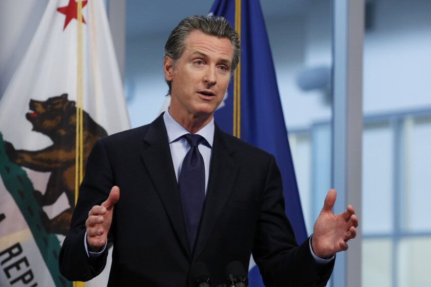 Gov. Gavin Newsom gives an update on California's stay-home order on April 9, 2020. 