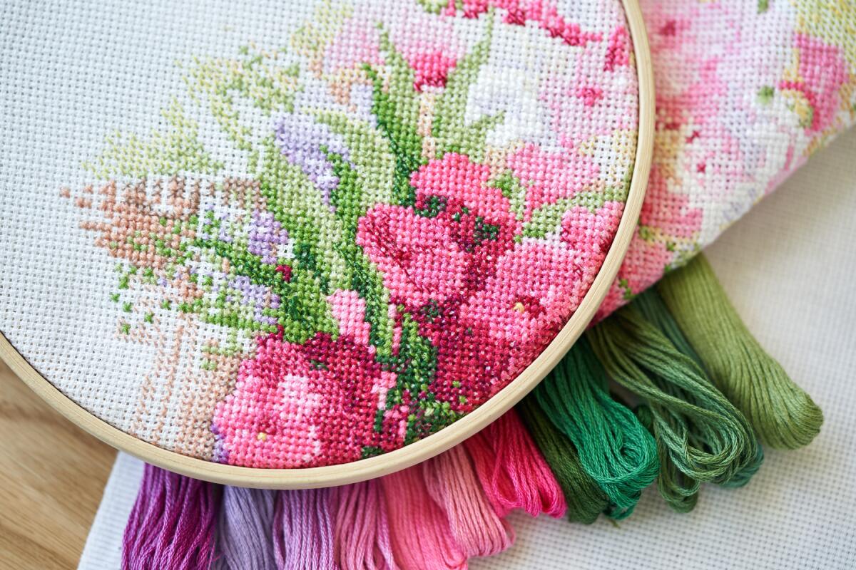 Counted cross stitch is among needlecraft options.