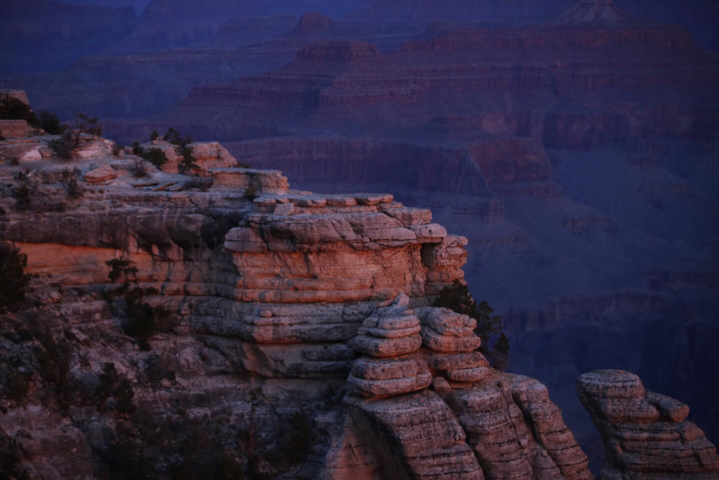 The South Rim near Mather Point at dusk.