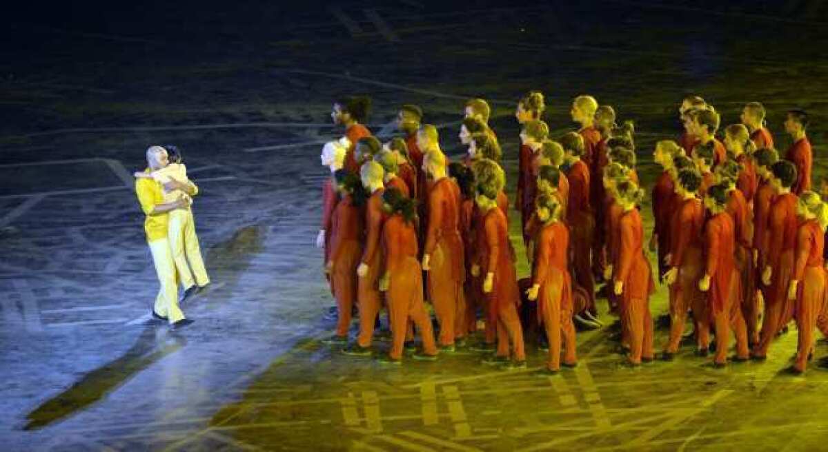 Akram Khan performs with dancers during the opening ceremony of the London 2012 Olympic Games at the Olympic Stadium on Friday.