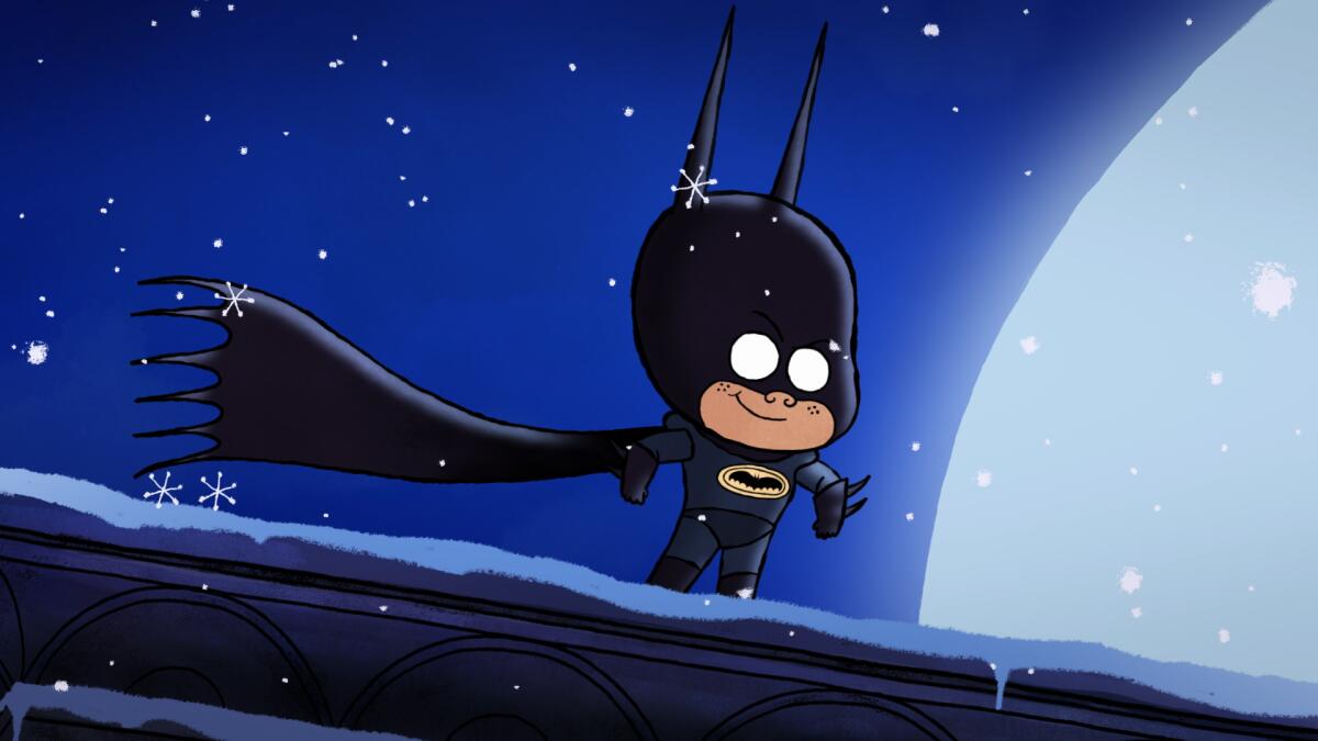 Batman's son, Damian (voiced by Yonas Kibreab), in "Merry Little Batman."