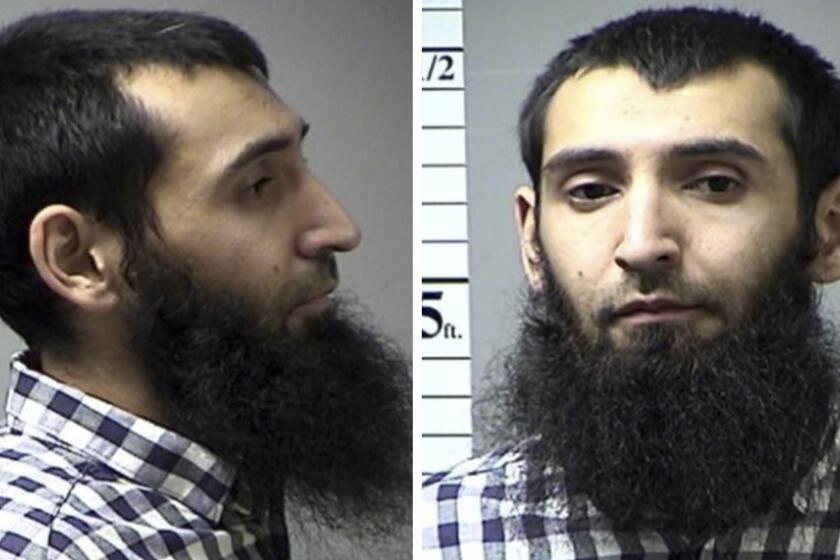 HANDOUT EDITORIAL USE ONLY/NO SALES Mandatory Credit: Photo by ST. CHARLES COUNTY DEPARTMENT OF CORRECTIONS/HANDOUT HANDOUT/EPA-EFE/REX/Shutterstock (9185713a) Sayfullo Saipov Sayfullo Saipov suspect in New York truck attack, St. Charles, USA - 01 Nov 2017 An undated handout combo picture made available on 01 November 2017 by the St. Charles County, Missouri, Department of Corrections shows Sayfullo Saipov following his October 2016 traffic arrest. Sayfullo Saipov is reportedly the suspect in an attack on bicyclists and pedestrians in New York, New York, USA, on 31 October 2017. According to reports eight people were killed and 11 others were injured by a rented truck that was driven by Saipov down a bicycle path before it crashed. ** Usable by LA, CT and MoD ONLY **