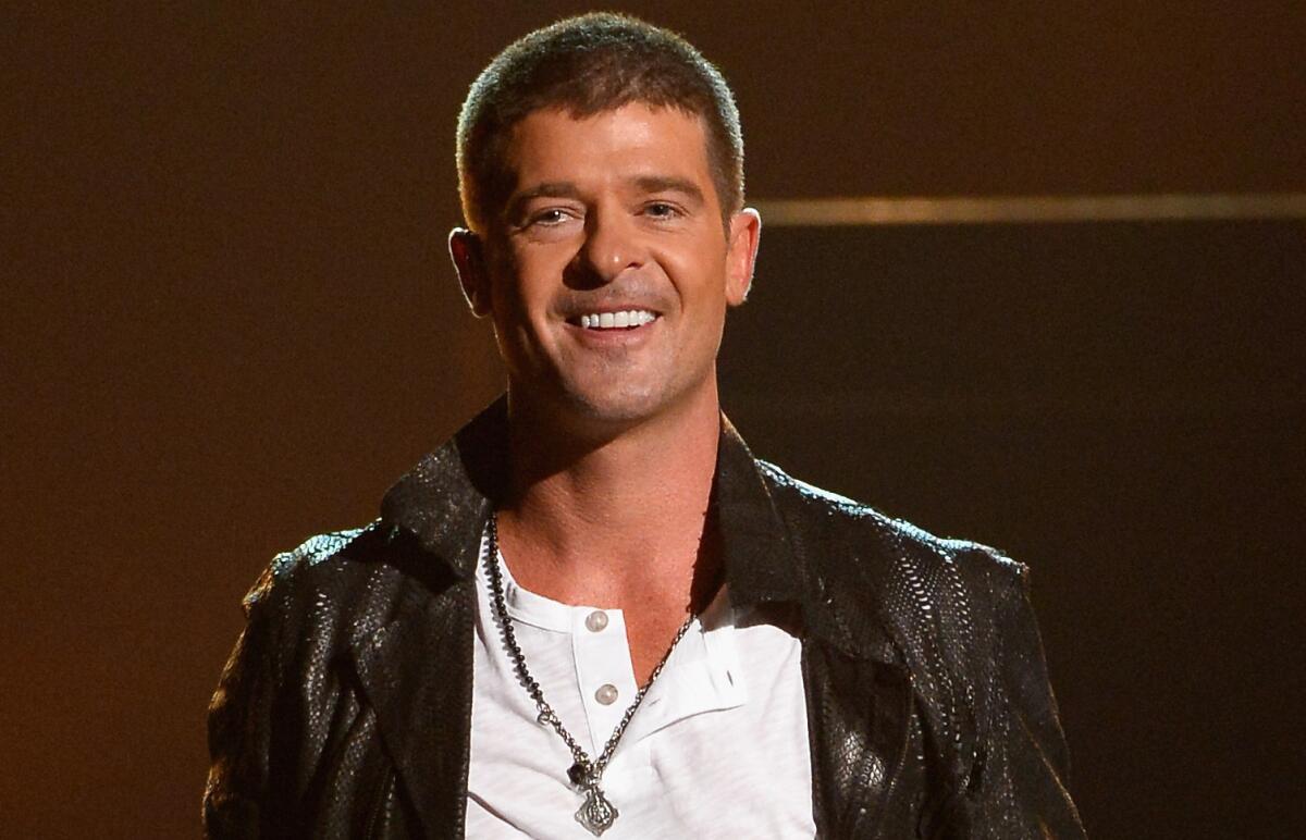 Robin Thicke onstage at the 2014 Billboard Music Awards in Las Vegas in May.